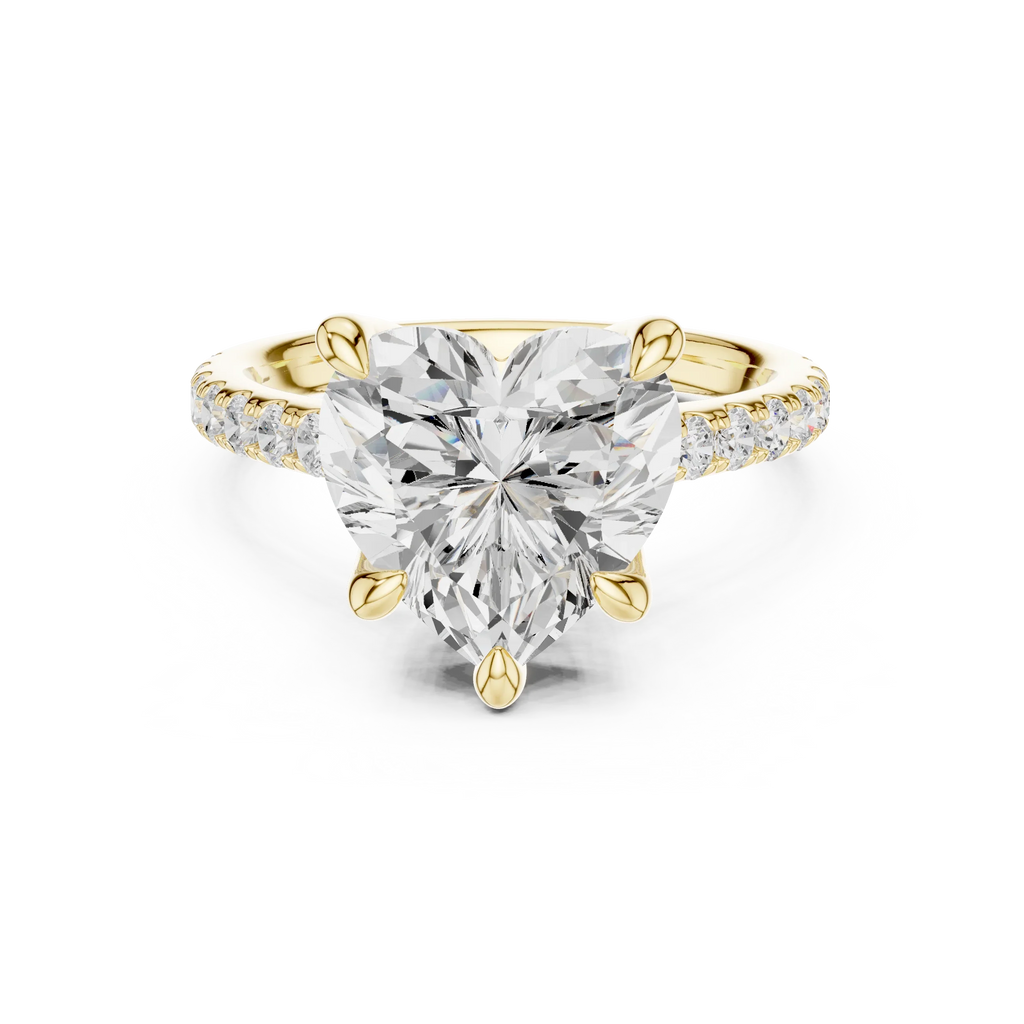 Delicate Hidden Halo 4.59 CTW Heart Moissanite Engagement Diamond Ring  in 14K White Gold