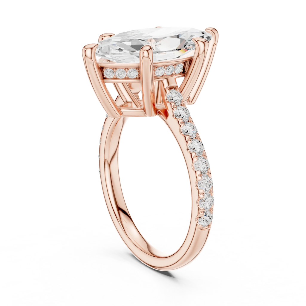 Delicate Hidden Halo 4.59 CTW Marquise Moissanite Engagement Diamond Ring  in 14K White Gold