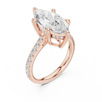 Delicate Hidden Halo 4.59 CTW Marquise Moissanite Engagement Diamond Ring  in 14K White Gold