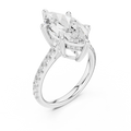 Delicate Hidden Halo 4.59 CTW Marquise Moissanite Engagement Diamond Ring  in 14K White Gold