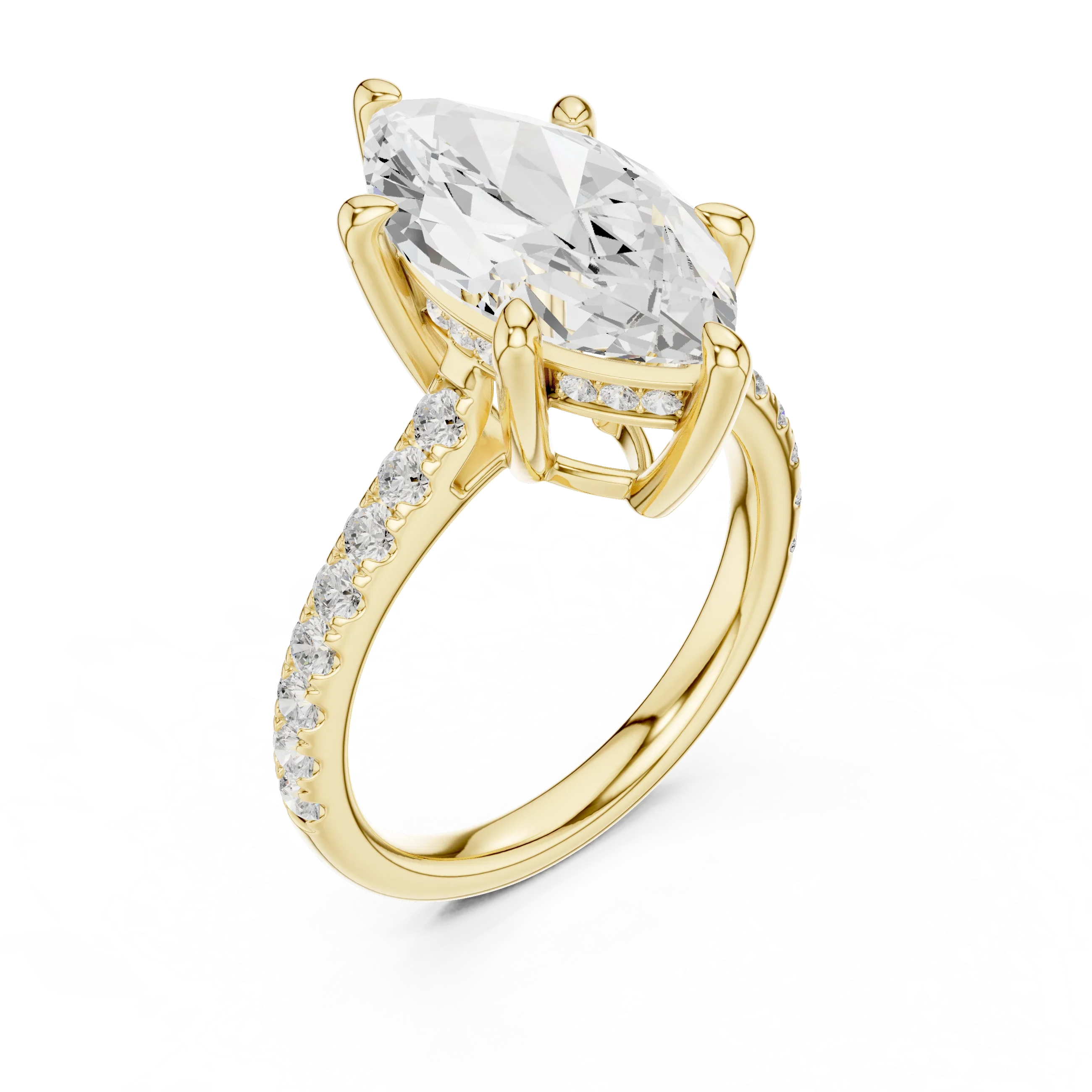 Delicate Hidden Halo 4.59 CTW Marquise Moissanite Engagement Diamond Ring  in 14K White Gold