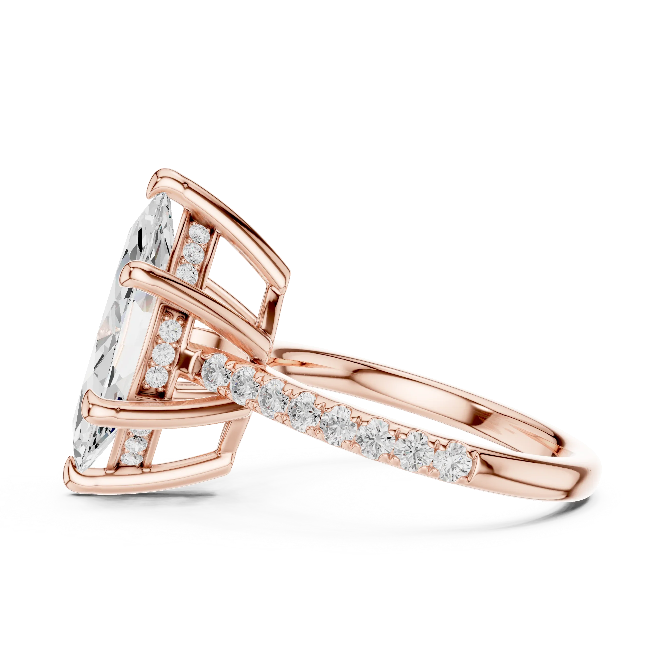 Delicate Hidden Halo 4.59 CTW Marquise Moissanite Engagement Diamond Ring  in 14K White Gold