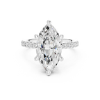 Delicate Hidden Halo 4.59 CTW Marquise Moissanite Engagement Diamond Ring  in 14K White Gold