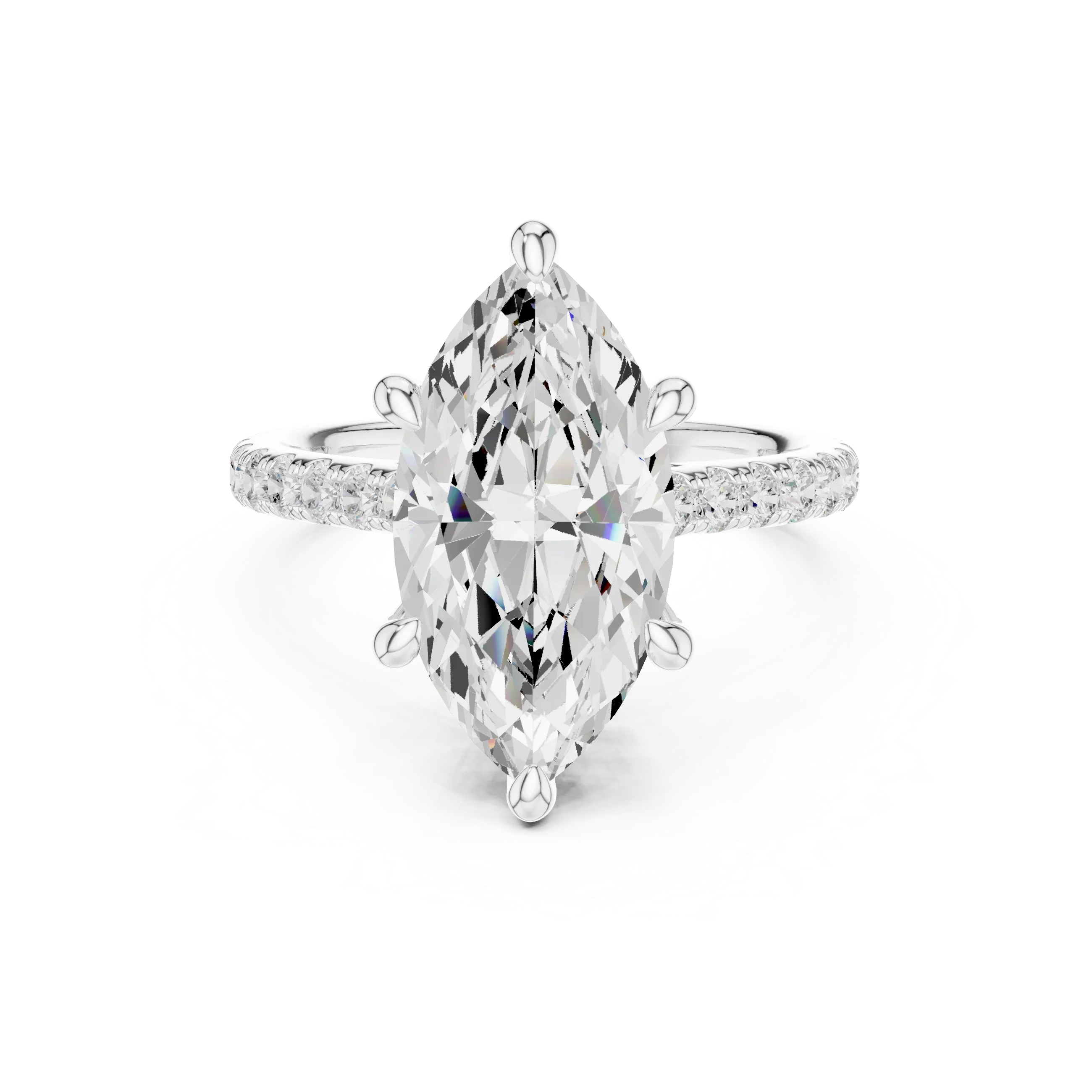 Delicate Hidden Halo 4.59 CTW Marquise Moissanite Engagement Diamond Ring  in 14K White Gold