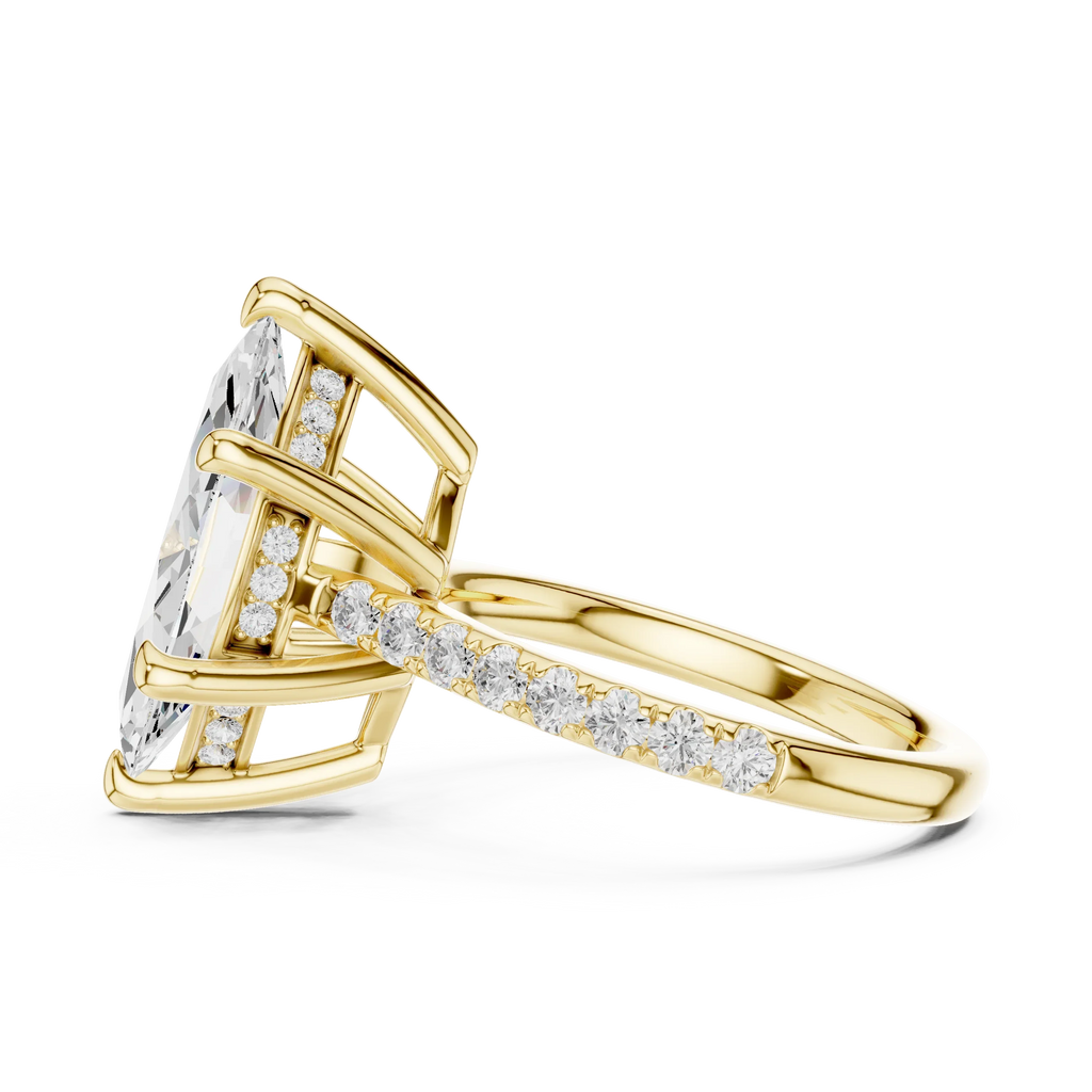 Delicate Hidden Halo 4.59 CTW Marquise Moissanite Engagement Diamond Ring  in 14K White Gold