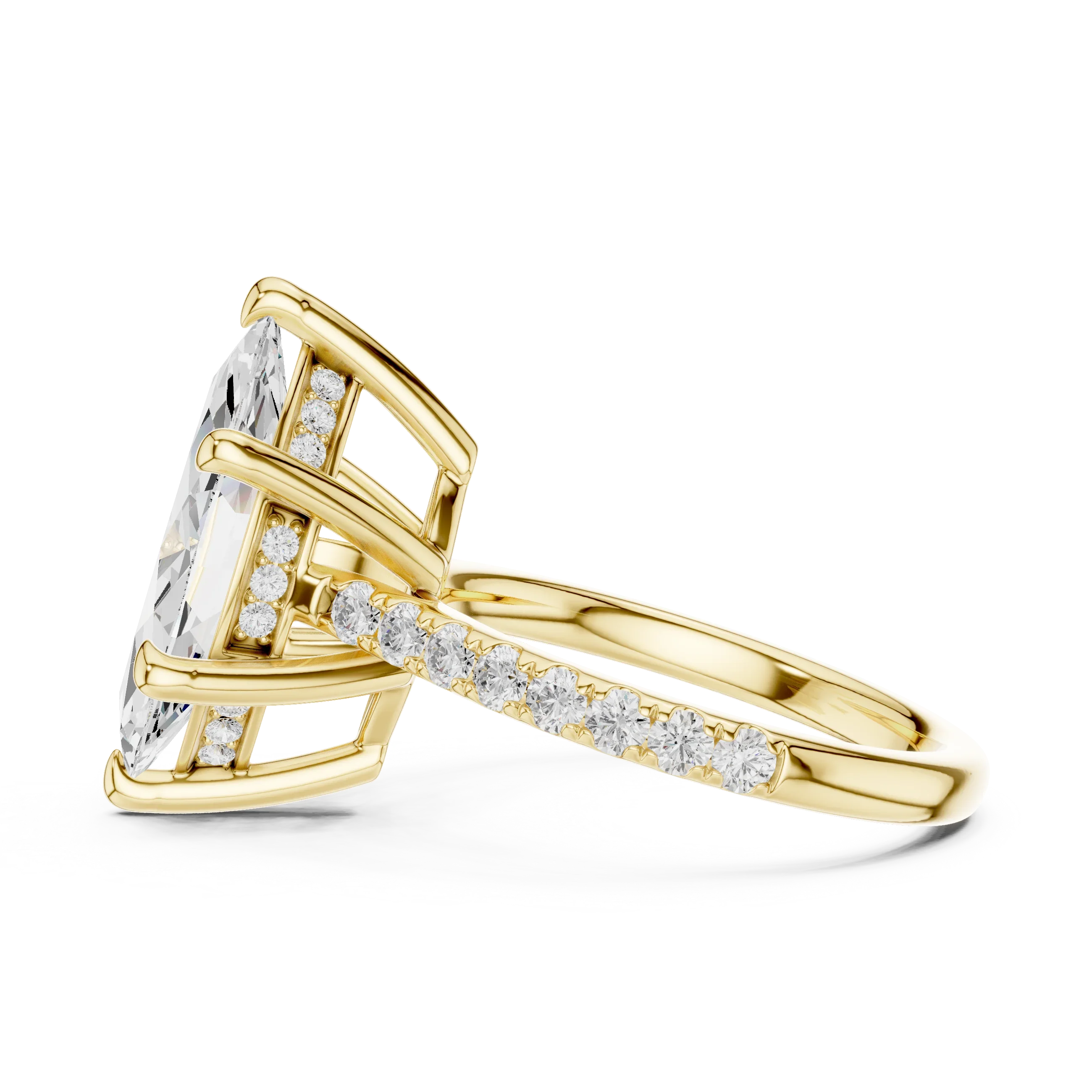 Delicate Hidden Halo 4.59 CTW Marquise Moissanite Engagement Diamond Ring  in 14K White Gold