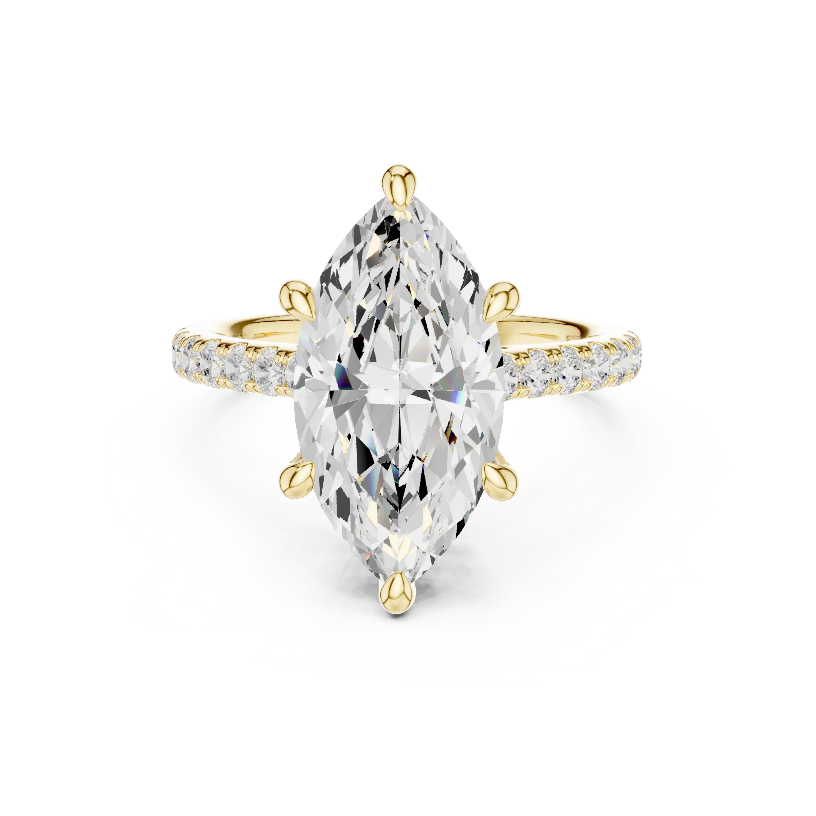 Delicate Hidden Halo 4.59 CTW Marquise Moissanite Engagement Diamond Ring  in 14K White Gold