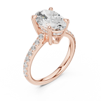 Delicate Hidden Halo 4.59 CTW Oval Moissanite Engagement Diamond Ring  in 14K White Gold
