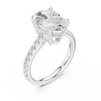 Delicate Hidden Halo 4.59 CTW Oval Moissanite Engagement Diamond Ring  in 14K White Gold