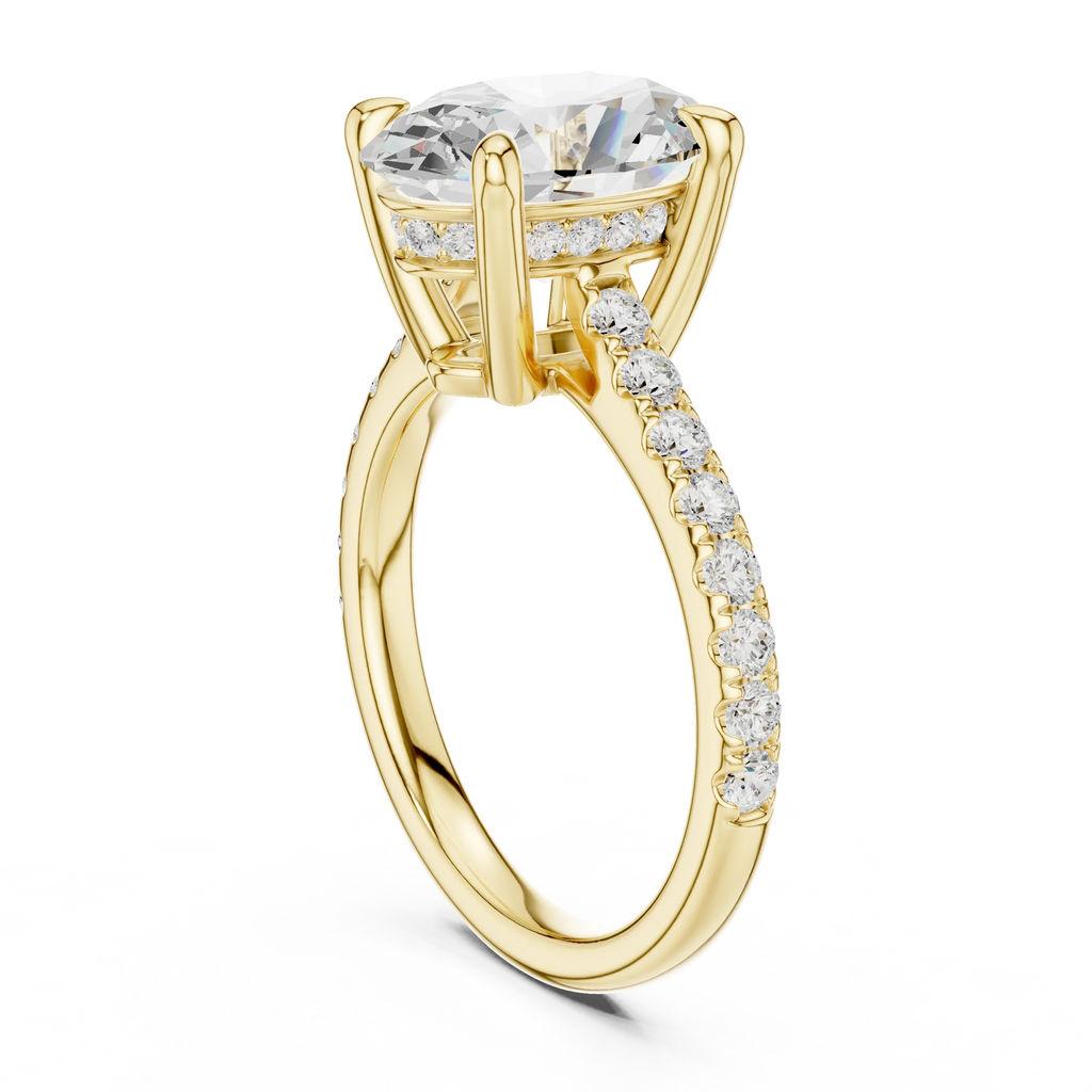 Delicate Hidden Halo 4.59 CTW Oval Moissanite Engagement Diamond Ring  in 14K White Gold