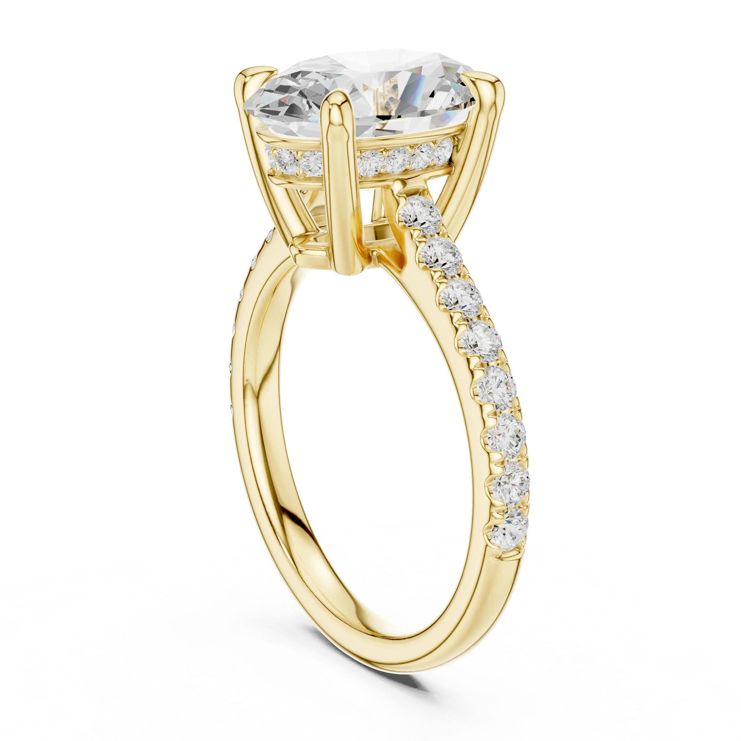 Delicate Hidden Halo 4.59 CTW Oval Moissanite Engagement Diamond Ring  in 14K White Gold