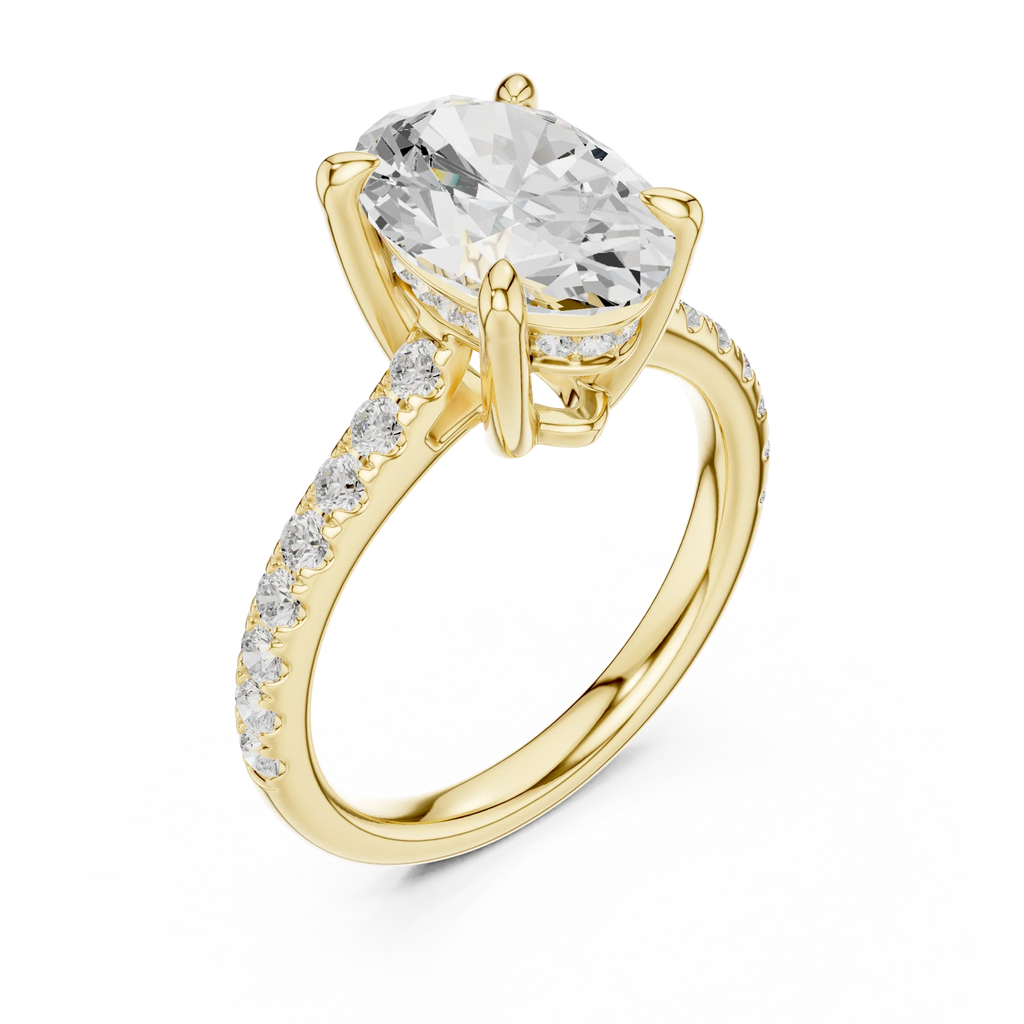 Delicate Hidden Halo 4.59 CTW Oval Moissanite Engagement Diamond Ring  in 14K White Gold