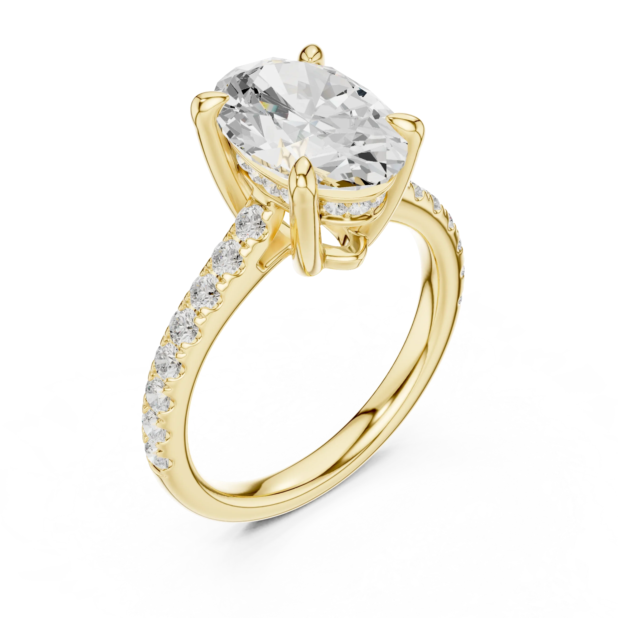 Delicate Hidden Halo 4.59 CTW Oval Moissanite Engagement Diamond Ring  in 14K White Gold