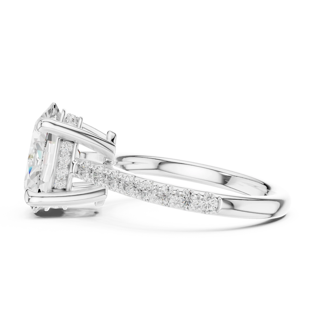Delicate Hidden Halo 4.59 CTW Oval Moissanite Engagement Diamond Ring  in 14K White Gold