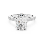 Delicate Hidden Halo 4.59 CTW Oval Moissanite Engagement Diamond Ring  in 14K White Gold