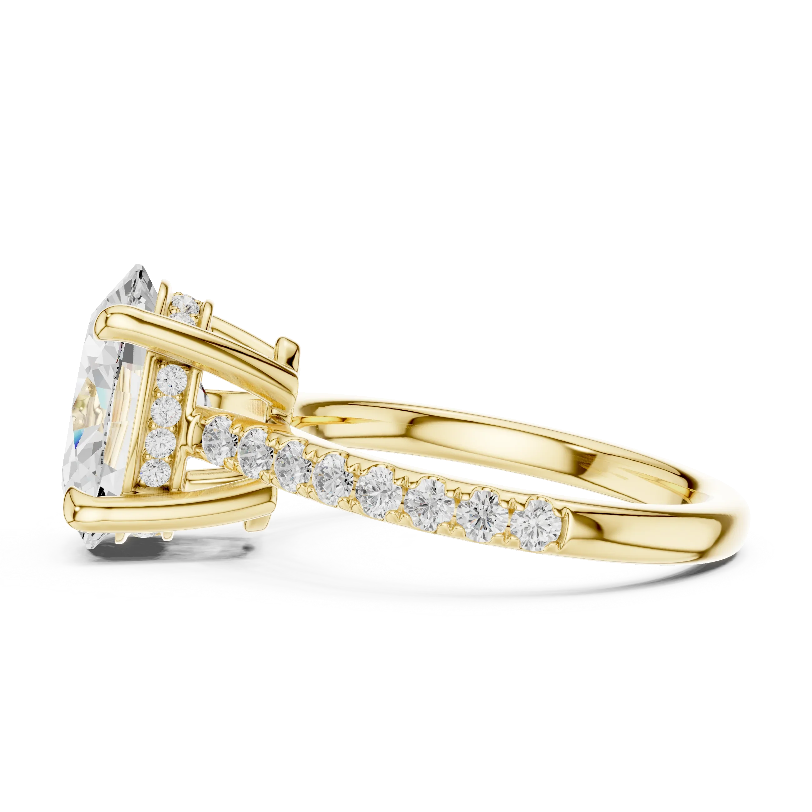 Delicate Hidden Halo 4.59 CTW Oval Moissanite Engagement Diamond Ring  in 14K White Gold