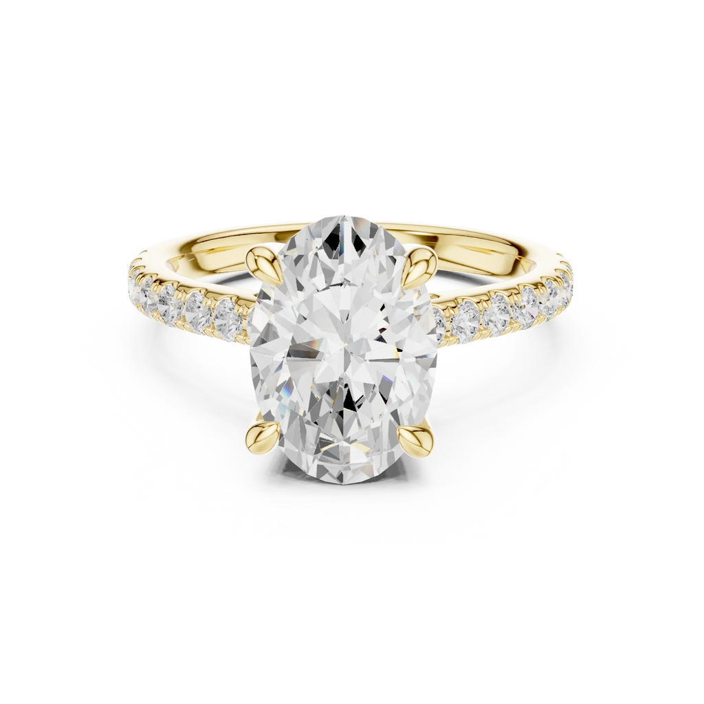 Delicate Hidden Halo 4.59 CTW Oval Moissanite Engagement Diamond Ring  in 14K White Gold