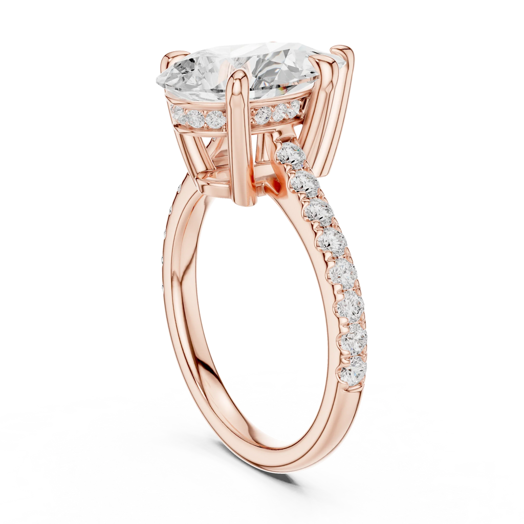 Delicate Hidden Halo 4.59 CTW Pear Moissanite Engagement Diamond Ring  in 14K White Gold