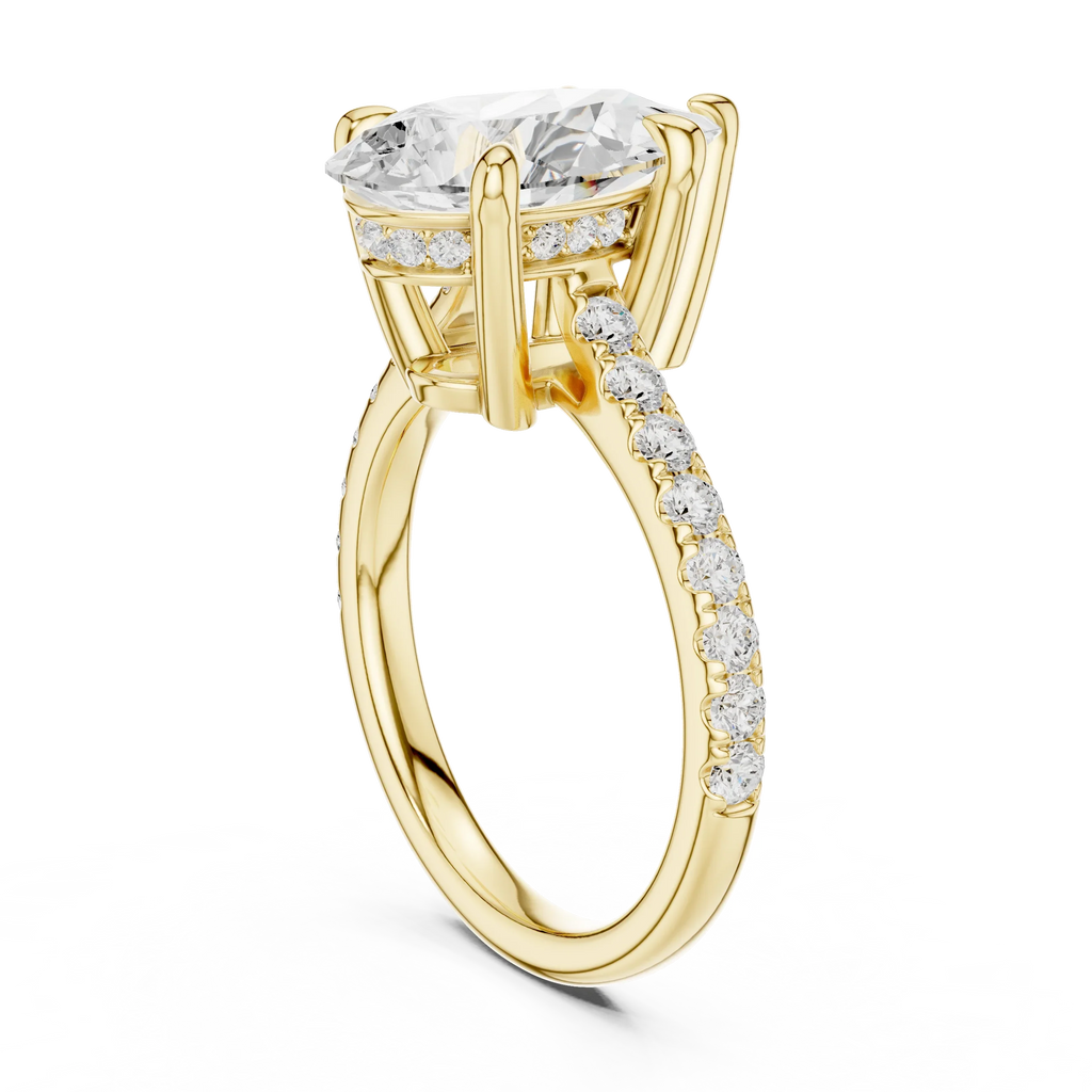 Delicate Hidden Halo 4.59 CTW Pear Moissanite Engagement Diamond Ring  in 14K White Gold