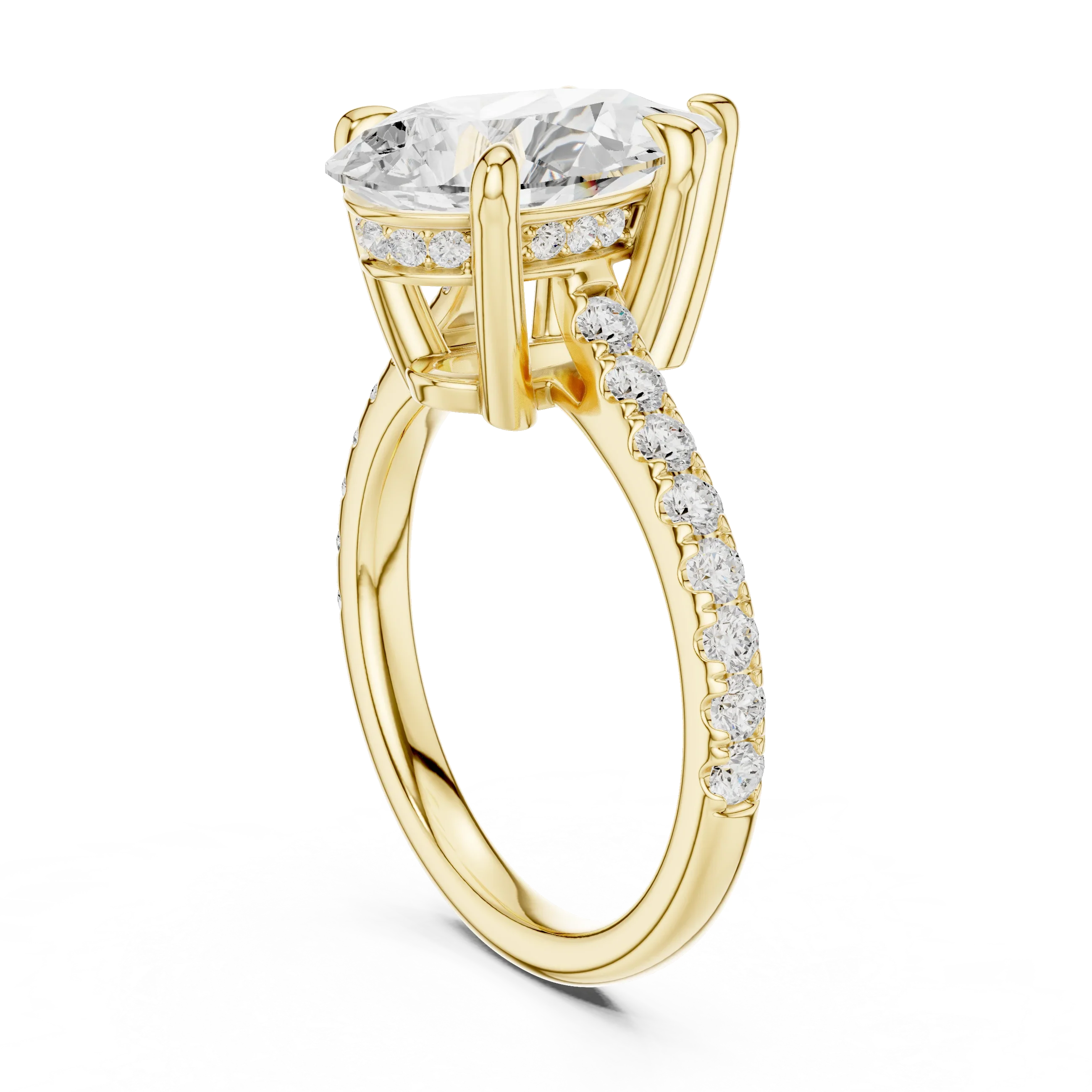 Delicate Hidden Halo 4.59 CTW Pear Moissanite Engagement Diamond Ring  in 14K White Gold