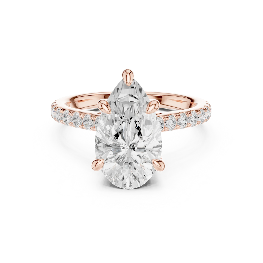 Delicate Hidden Halo 4.59 CTW Pear Moissanite Engagement Diamond Ring  in 14K White Gold