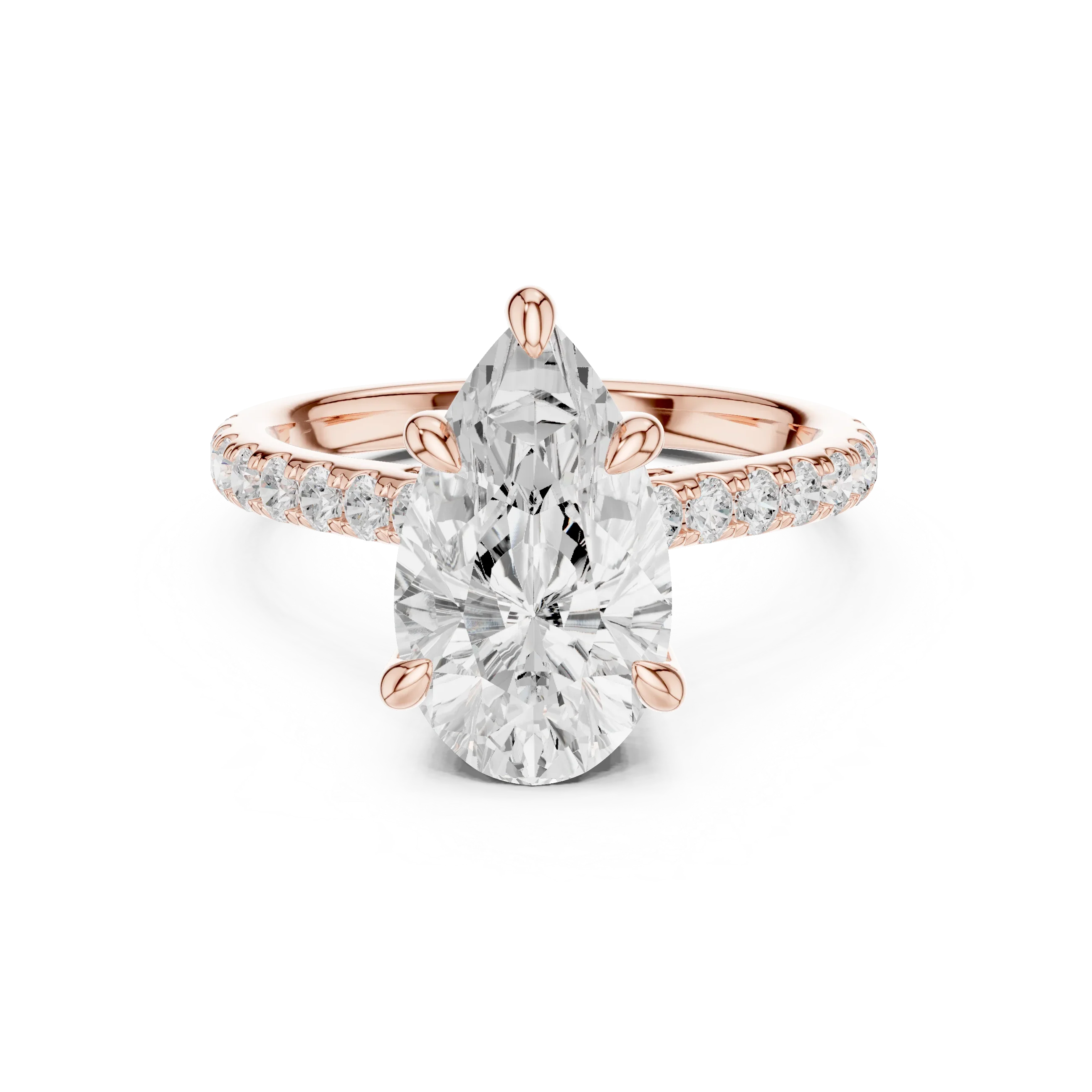 Delicate Hidden Halo 4.59 CTW Pear Moissanite Engagement Diamond Ring  in 14K White Gold