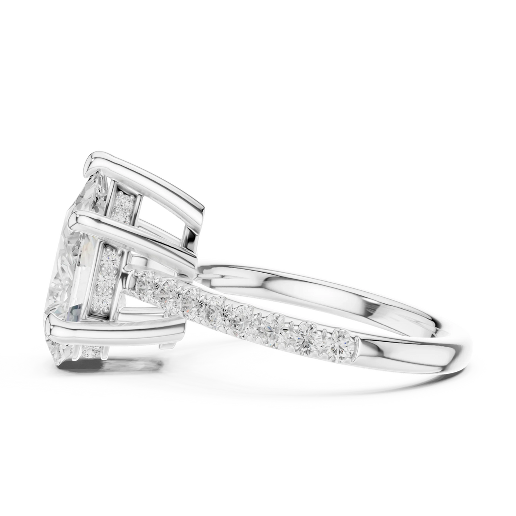 Delicate Hidden Halo 4.59 CTW Pear Moissanite Engagement Diamond Ring  in 14K White Gold