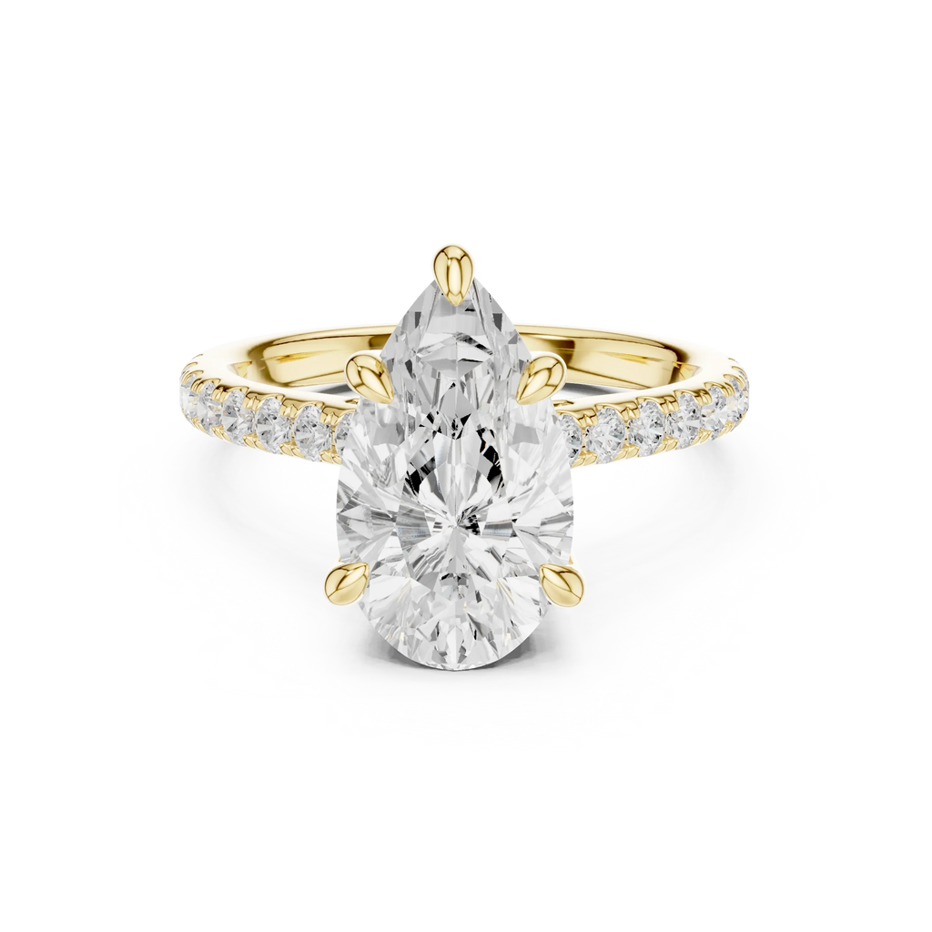 Delicate Hidden Halo 4.59 CTW Pear Moissanite Engagement Diamond Ring  in 14K White Gold