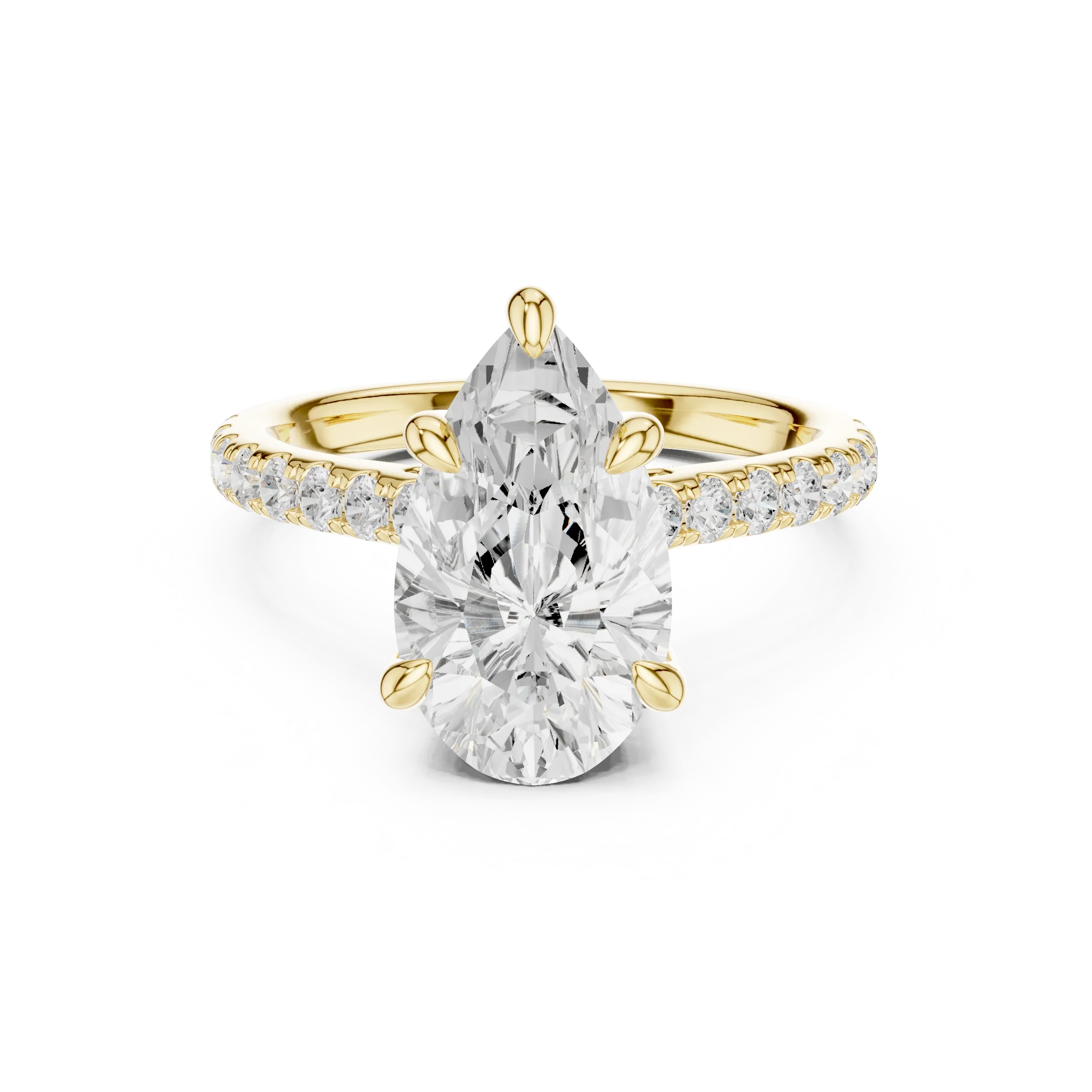 Delicate Hidden Halo 4.59 CTW Pear Moissanite Engagement Diamond Ring  in 14K White Gold