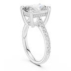Delicate Hidden Halo 4.59 CTW Radiant Moissanite Engagement Diamond Ring  in 14K White Gold