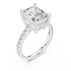 Delicate Hidden Halo 4.59 CTW Radiant Moissanite Engagement Diamond Ring  in 14K White Gold