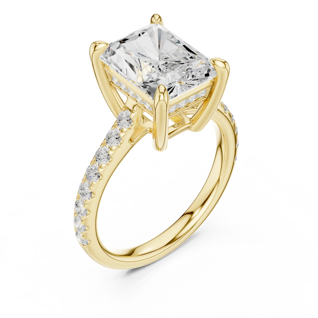 Delicate Hidden Halo 4.59 CTW Radiant Moissanite Engagement Diamond Ring  in 14K White Gold