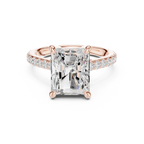 Delicate Hidden Halo 4.59 CTW Radiant Moissanite Engagement Diamond Ring  in 14K White Gold