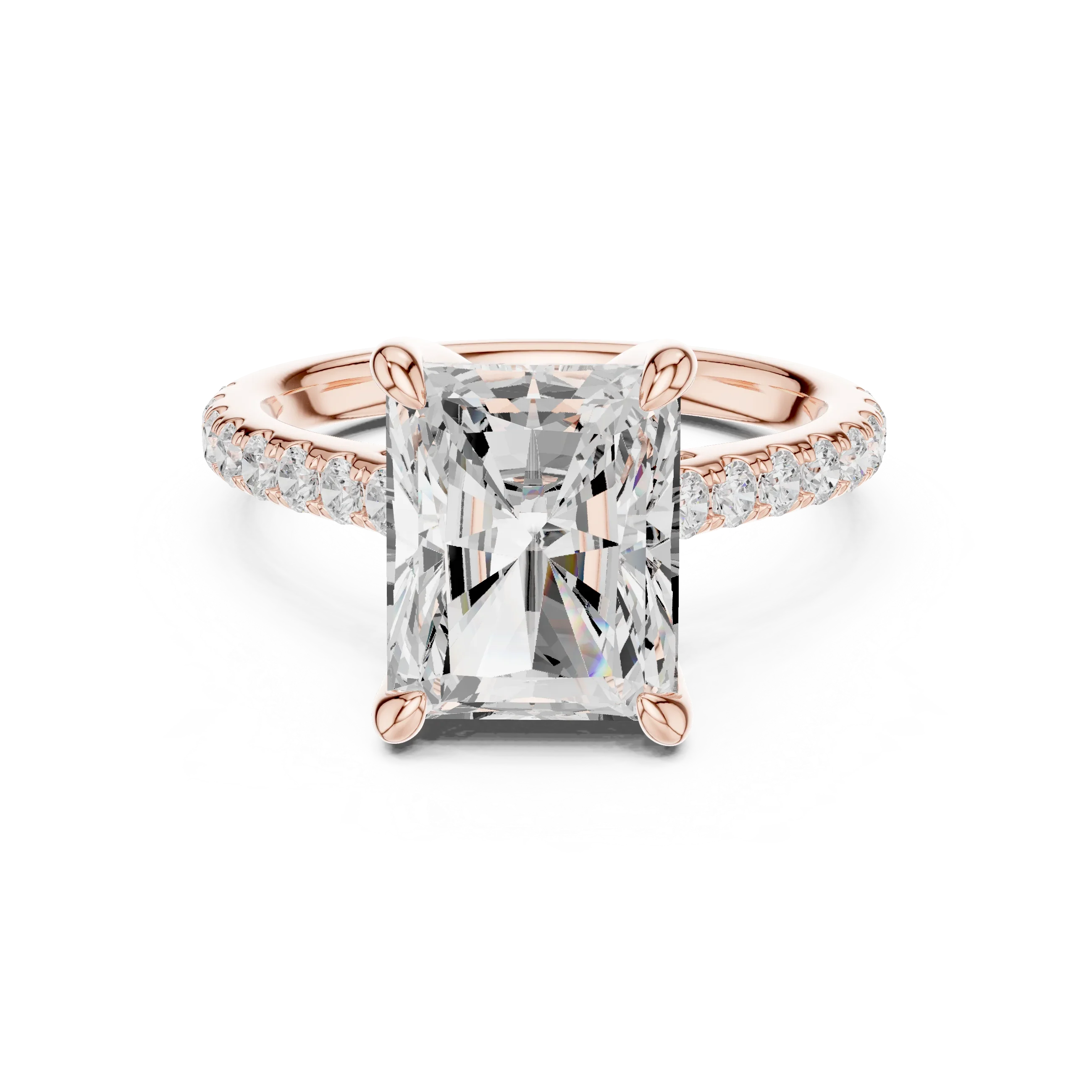Delicate Hidden Halo 4.59 CTW Radiant Moissanite Engagement Diamond Ring  in 14K White Gold