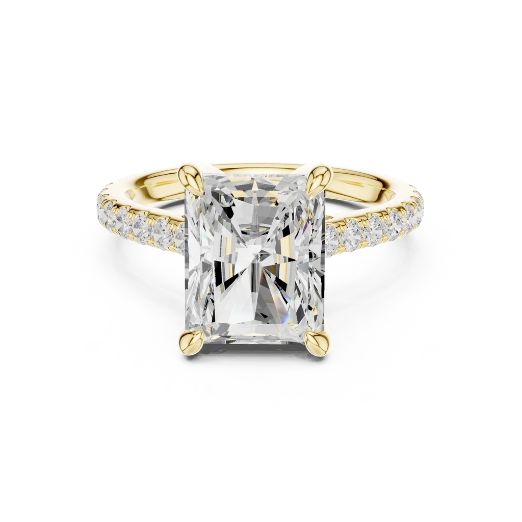 Delicate Hidden Halo 4.59 CTW Radiant Moissanite Engagement Diamond Ring  in 14K White Gold