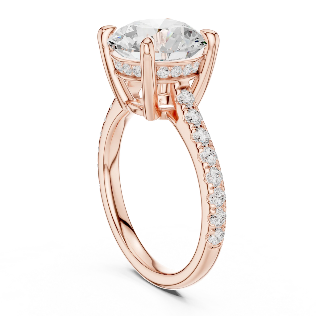 Delicate Hidden Halo 4.59 CTW Round Moissanite Engagement Diamond Ring  in 14K White Gold