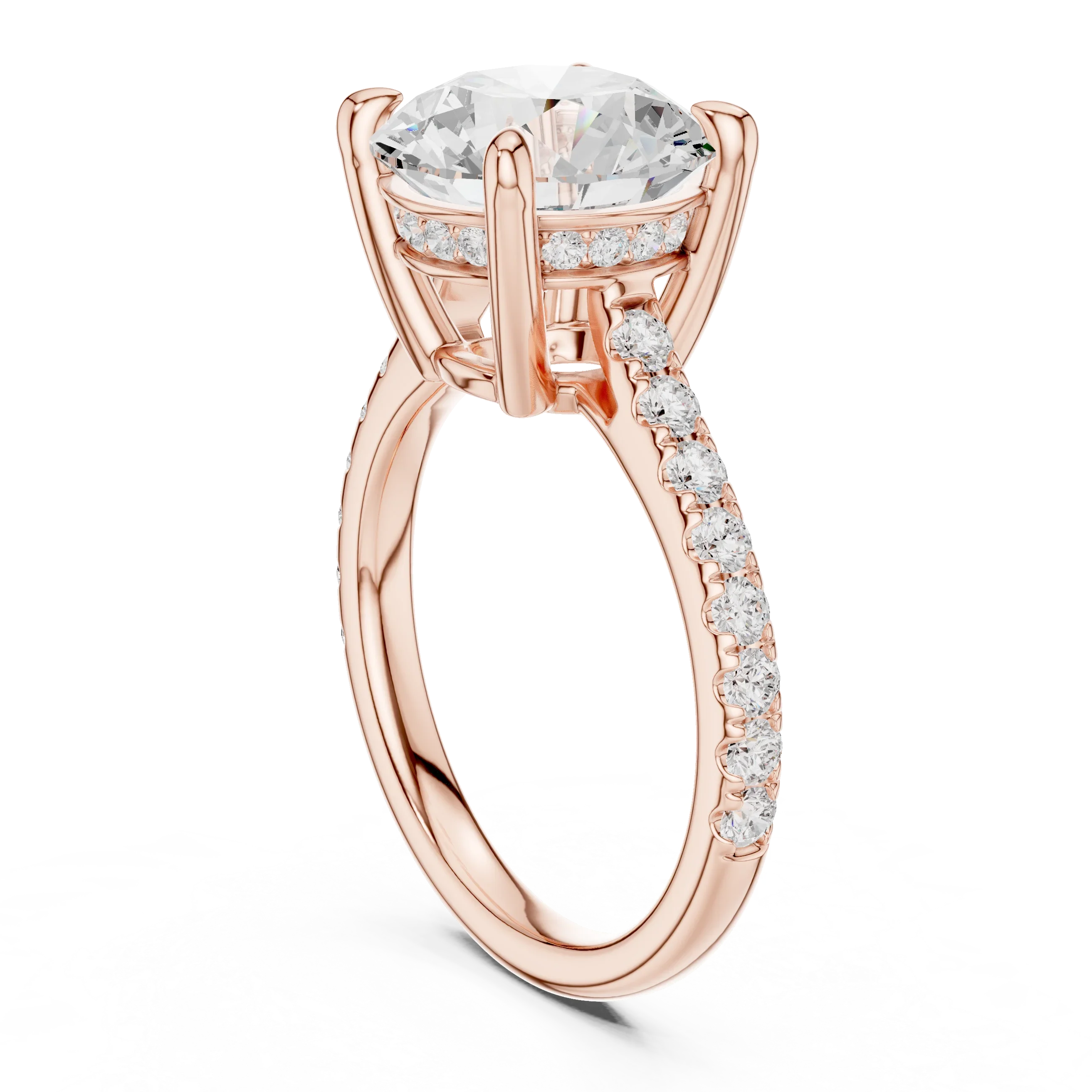 Delicate Hidden Halo 4.59 CTW Round Moissanite Engagement Diamond Ring  in 14K White Gold
