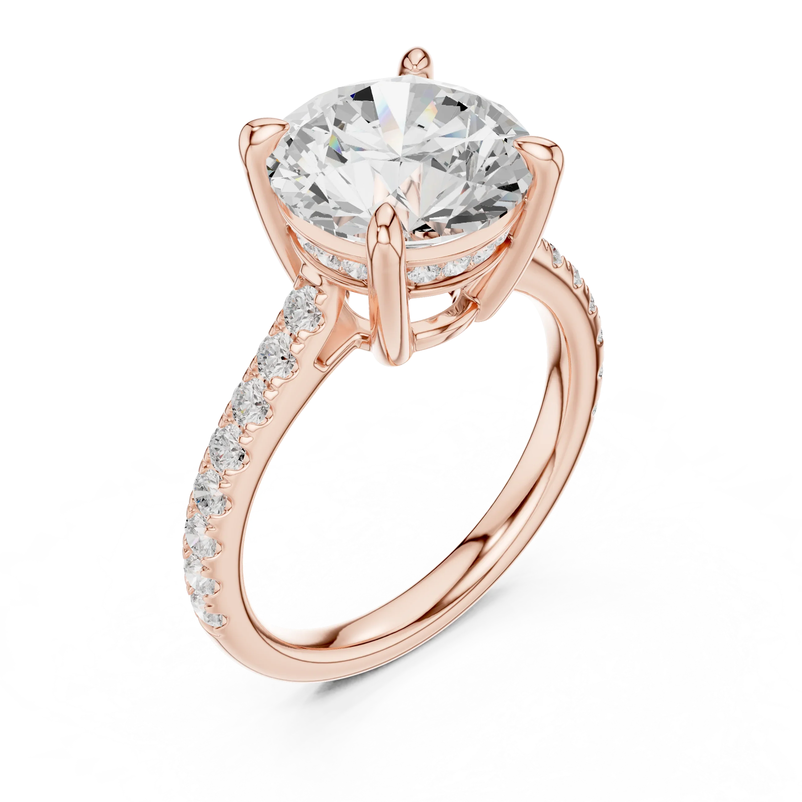 Delicate Hidden Halo 4.59 CTW Round Moissanite Engagement Diamond Ring  in 14K White Gold