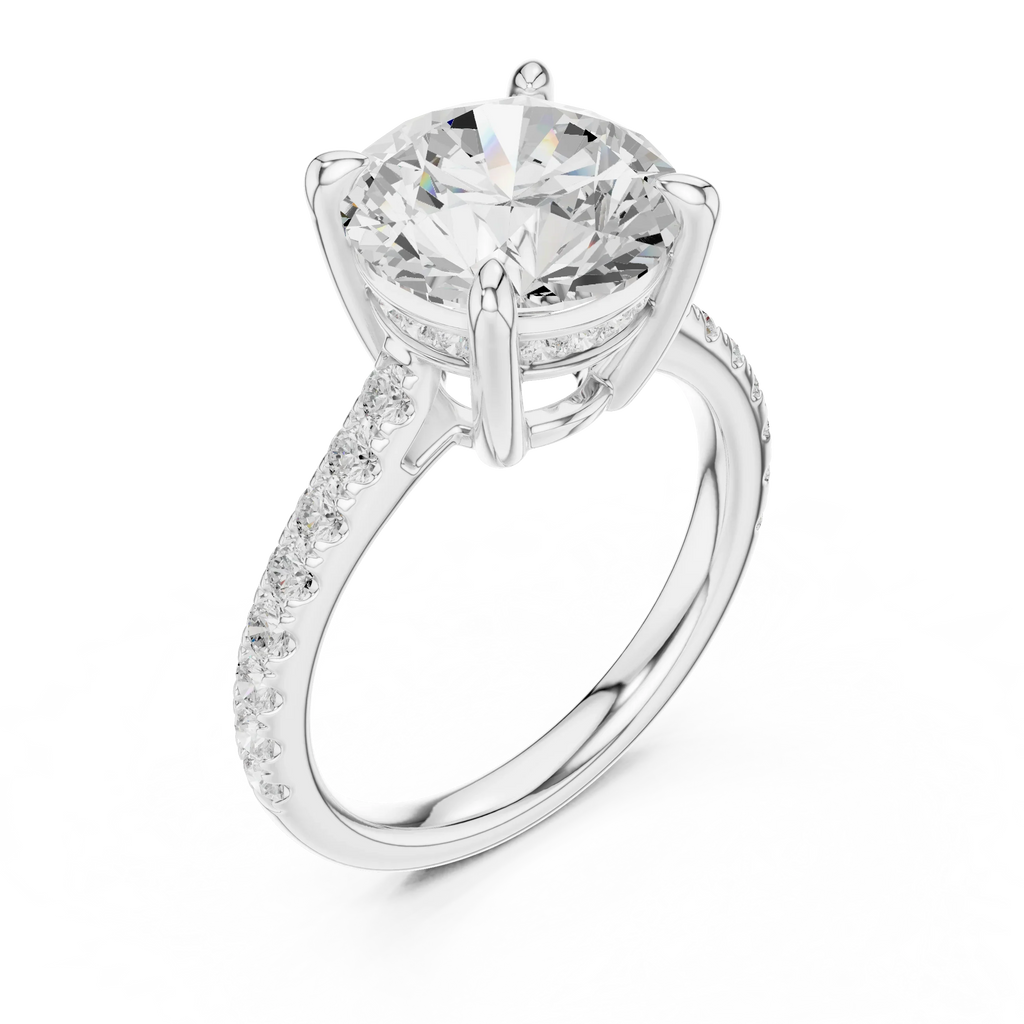 Delicate Hidden Halo 4.59 CTW Round Moissanite Engagement Diamond Ring  in 14K White Gold