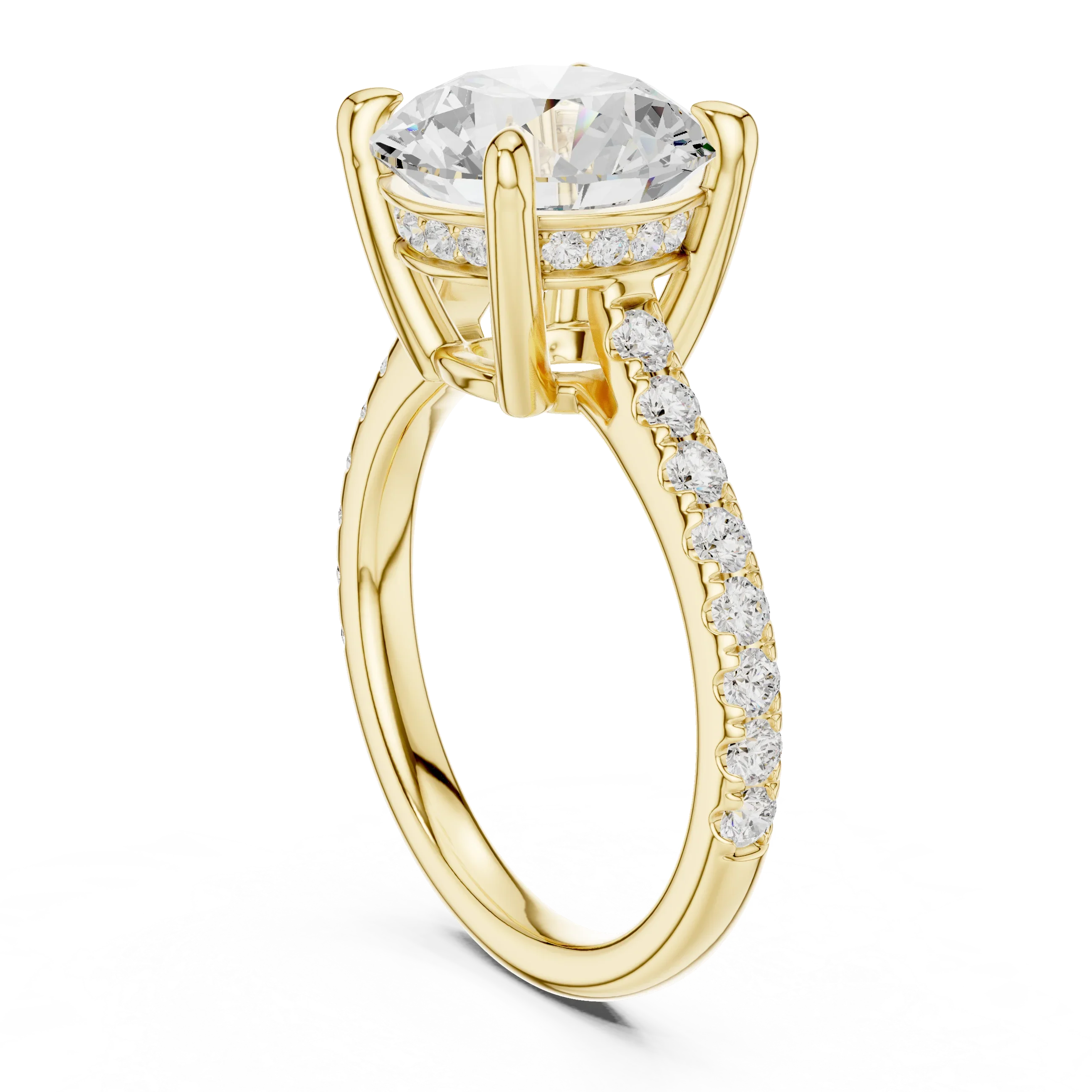 Delicate Hidden Halo 4.59 CTW Round Moissanite Engagement Diamond Ring  in 14K White Gold