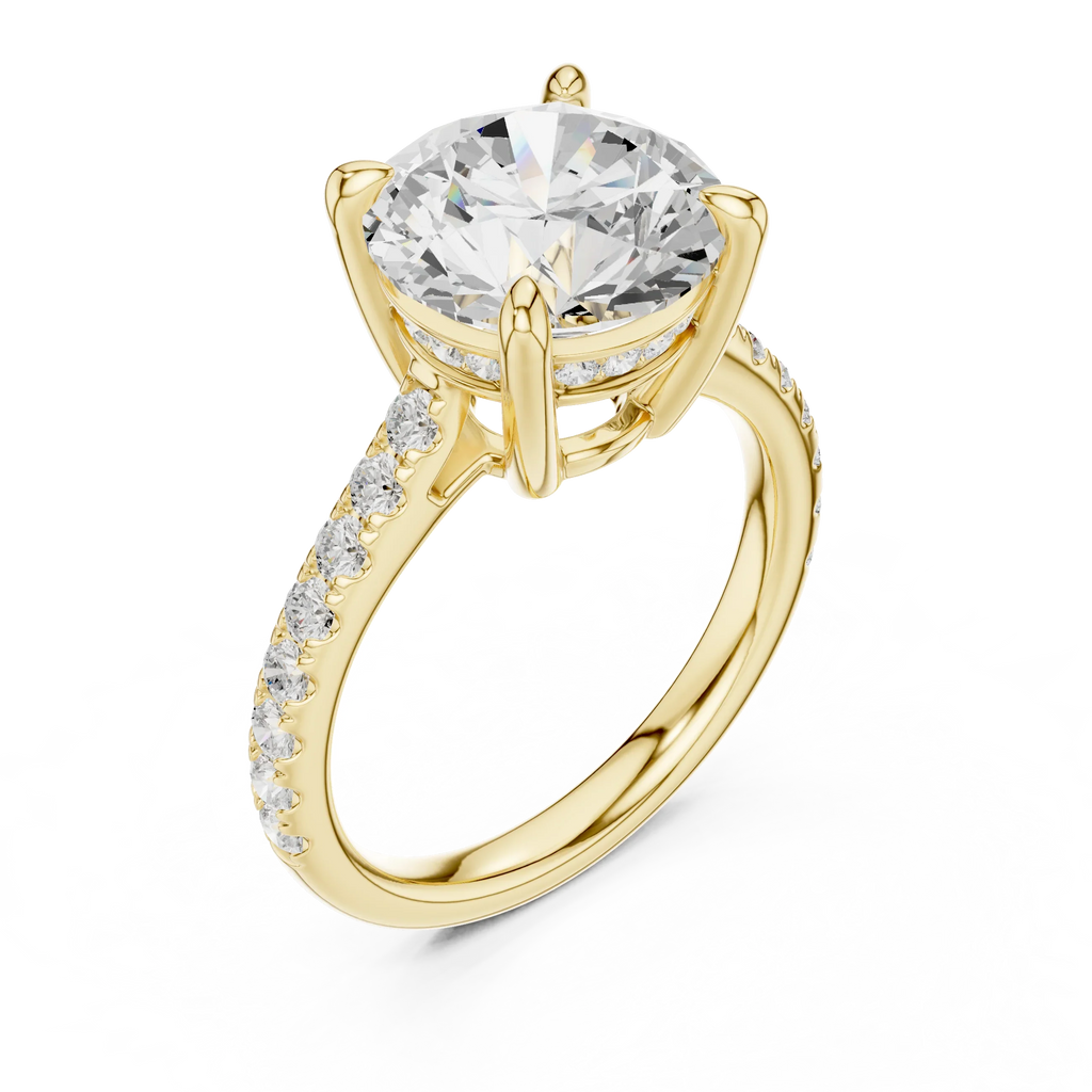 Delicate Hidden Halo 4.59 CTW Round Moissanite Engagement Diamond Ring  in 14K White Gold