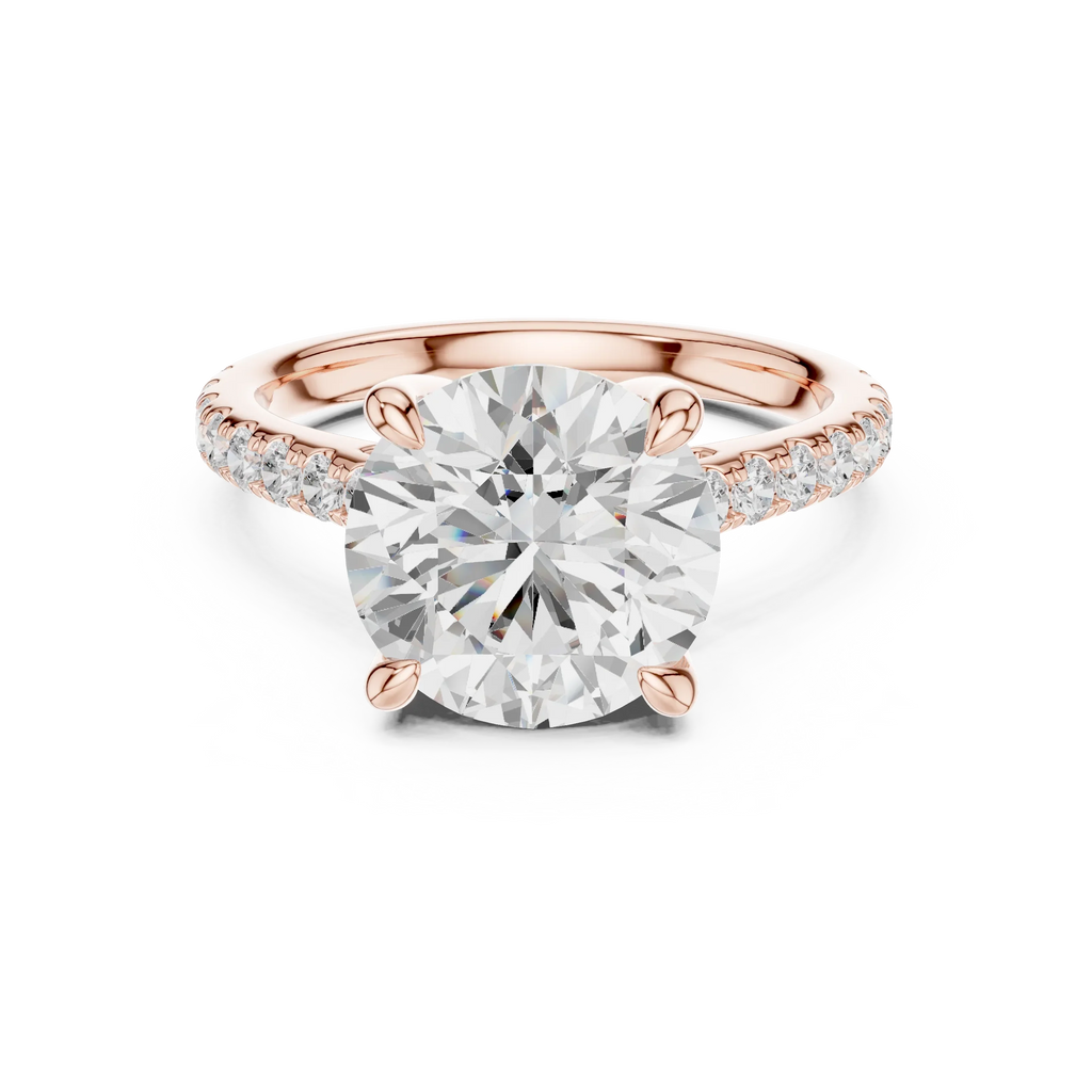Delicate Hidden Halo 4.59 CTW Round Moissanite Engagement Diamond Ring  in 14K White Gold