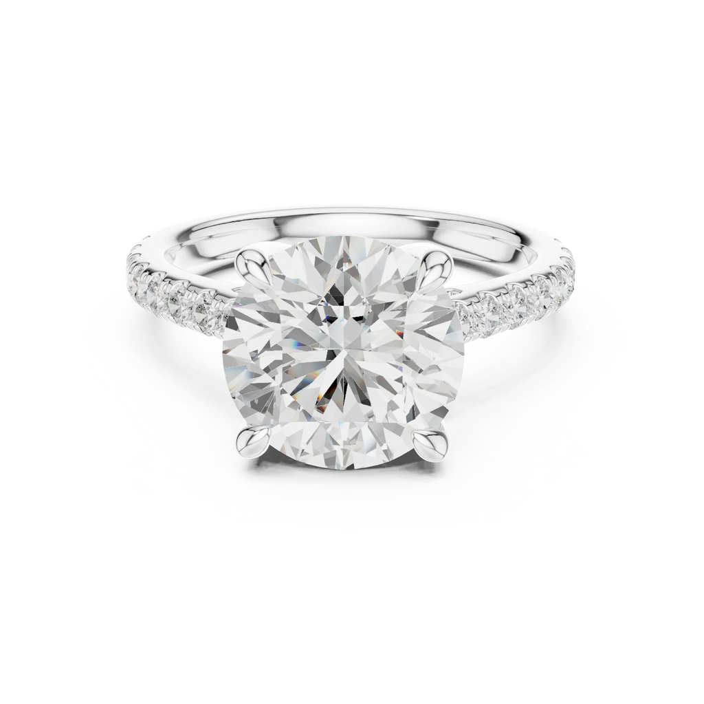 Delicate Hidden Halo 4.59 CTW Round Moissanite Engagement Diamond Ring  in 14K White Gold