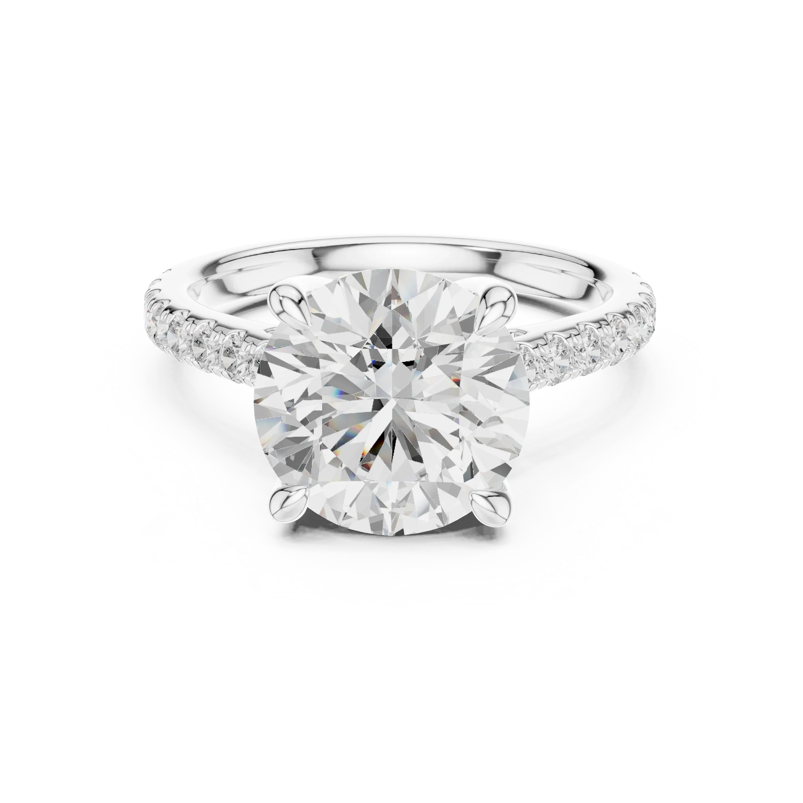 Delicate Hidden Halo 4.59 CTW Round Moissanite Engagement Diamond Ring  in 14K White Gold