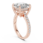 10K White Gold Hidden Halo Princess Moissanite Engagement Ring Brilliant Cut