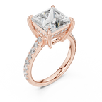 10K White Gold Hidden Halo Princess Moissanite Engagement Ring Brilliant Cut
