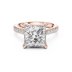 10K White Gold Hidden Halo Princess Moissanite Engagement Ring Brilliant Cut