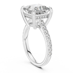 10K White Gold Hidden Halo Princess Moissanite Engagement Ring Brilliant Cut