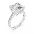10K White Gold Hidden Halo Princess Moissanite Engagement Ring Brilliant Cut