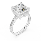10K White Gold Hidden Halo Princess Moissanite Engagement Ring Brilliant Cut
